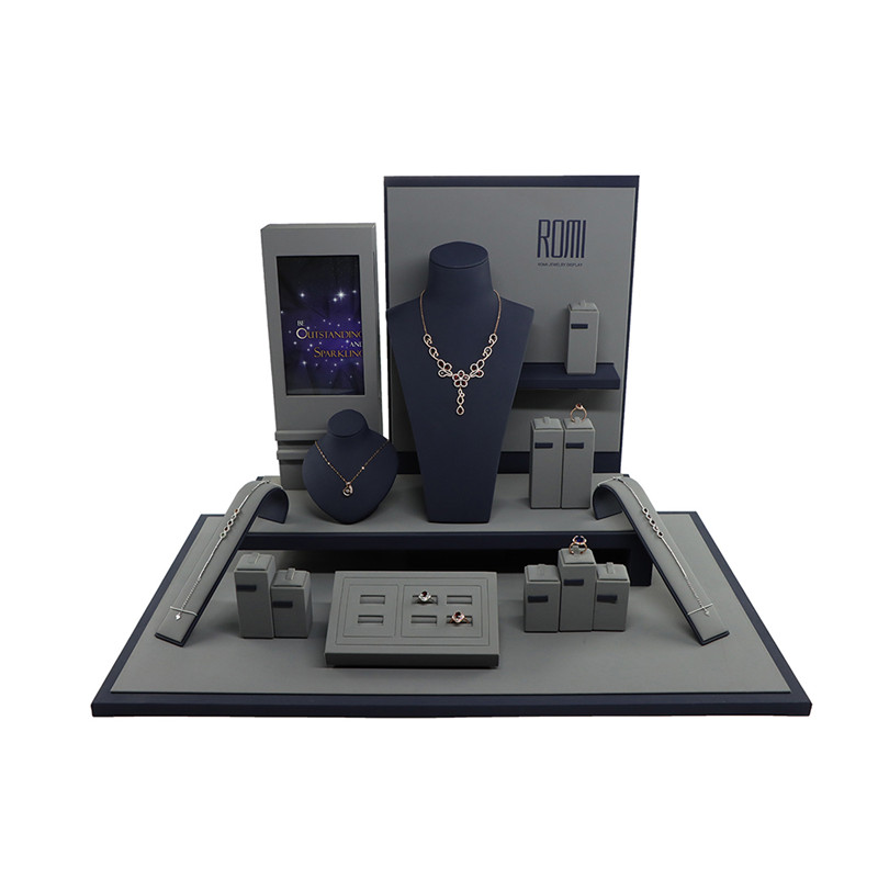 gray counter luxury jewelry stand display set design for business